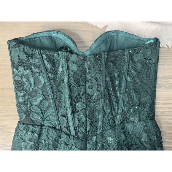 NWT LaFemme 32249 Green Corset Mermaid Prom Dress Size 6 - Picture 4 of 12